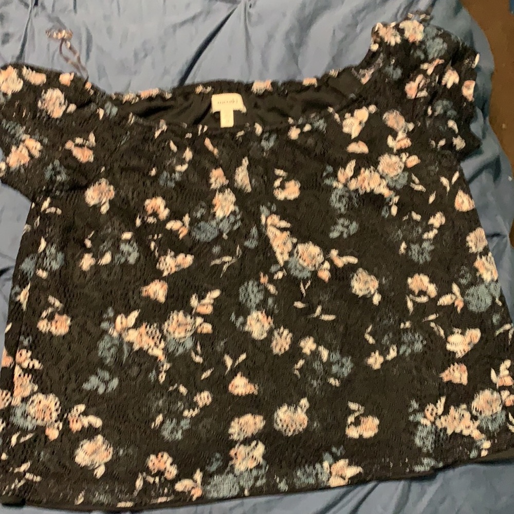 Women blouse flower print short sleeve